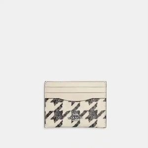 Coach Slim ID Card Case With Houndstooth Cream/Black - NWT